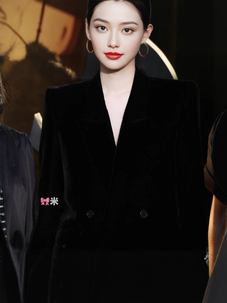 Spring and autumn velvet business suit chanelstyle coat