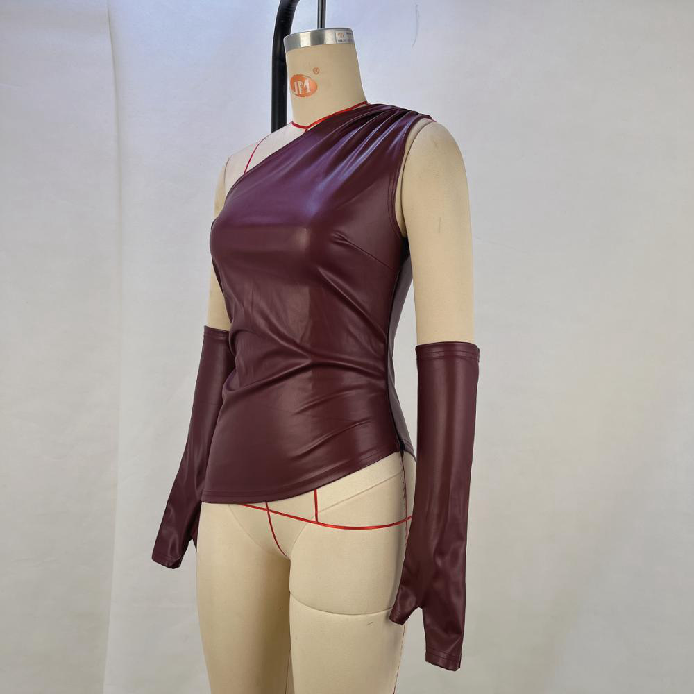 Street tops oblique collar vest for women