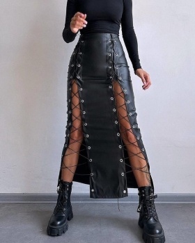 PU package hip skirt European style slim short skirt