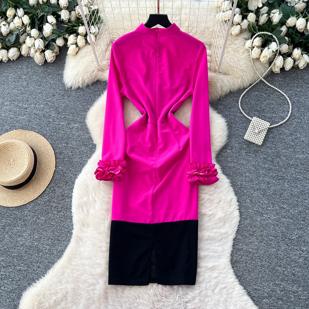 Korean style long dress pinched waist dress for women