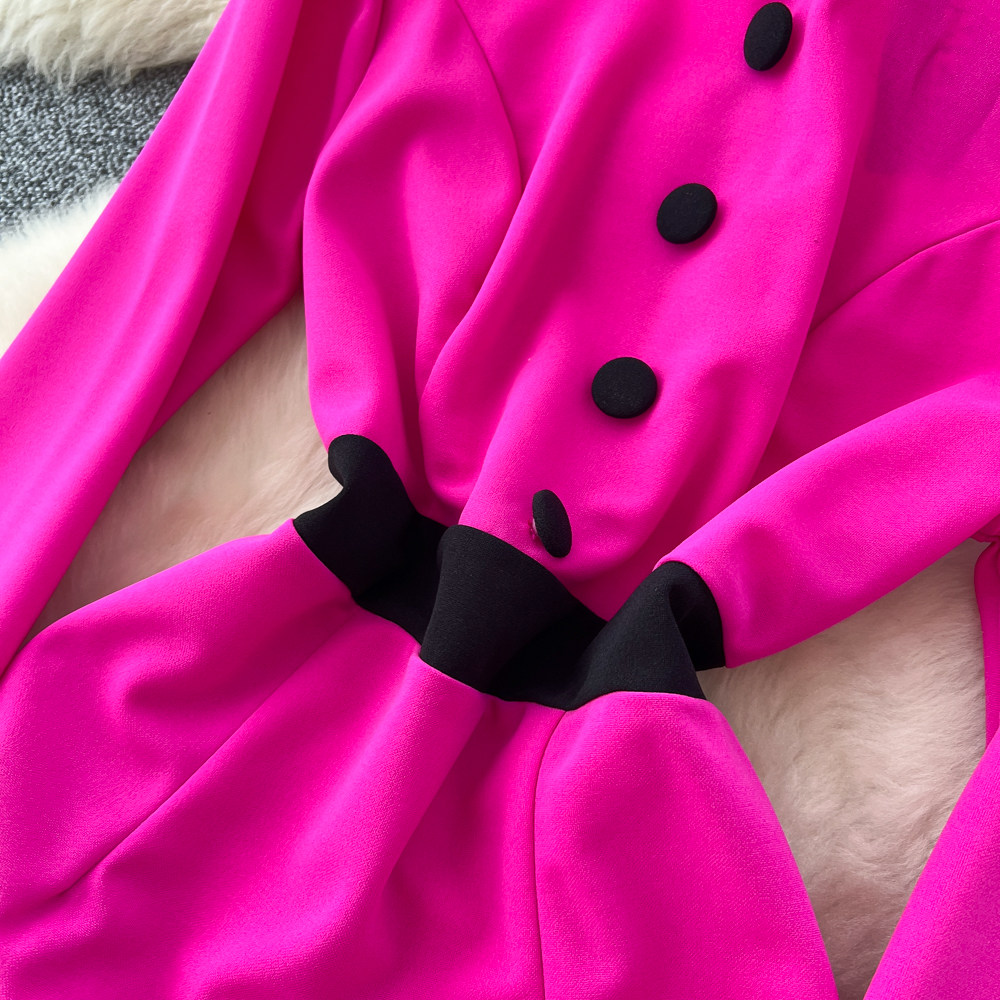 Korean style long dress pinched waist dress for women