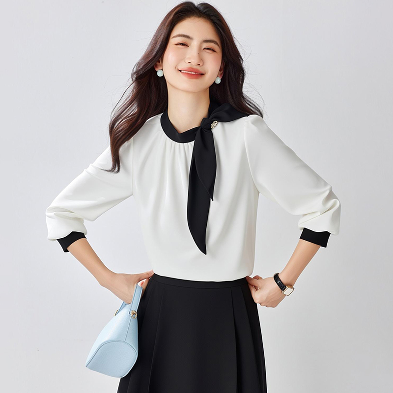 Satin tender tops spring and autumn shirt for women