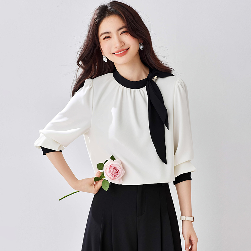 Satin tender tops spring and autumn shirt for women