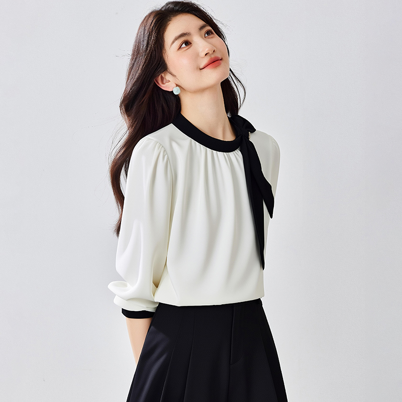 Satin tender tops spring and autumn shirt for women