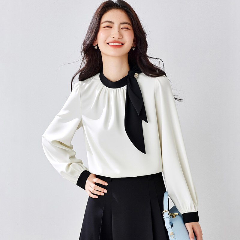 Satin tender tops spring and autumn shirt for women
