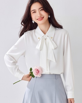 Spring and autumn chiffon streamer bow shirt for women
