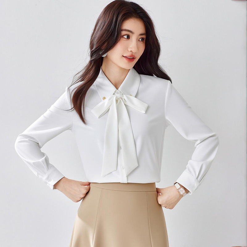 Spring and autumn chiffon streamer bow shirt for women