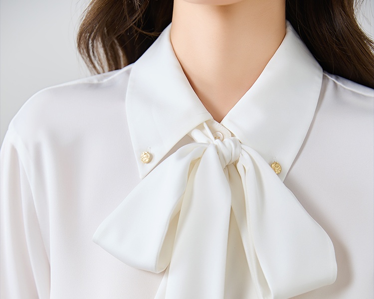 Spring and autumn chiffon streamer bow shirt for women