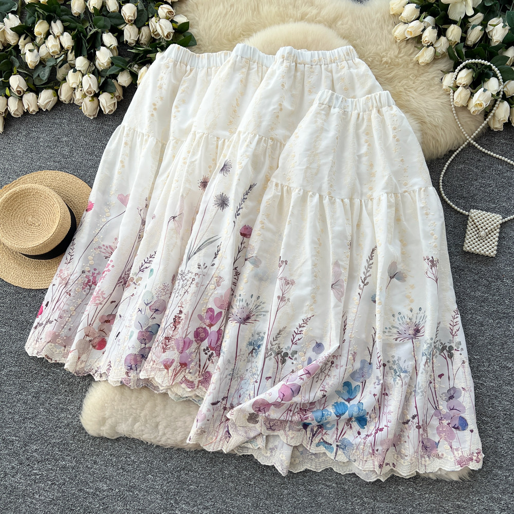 Splice cake long short skirt lady France style skirt for women