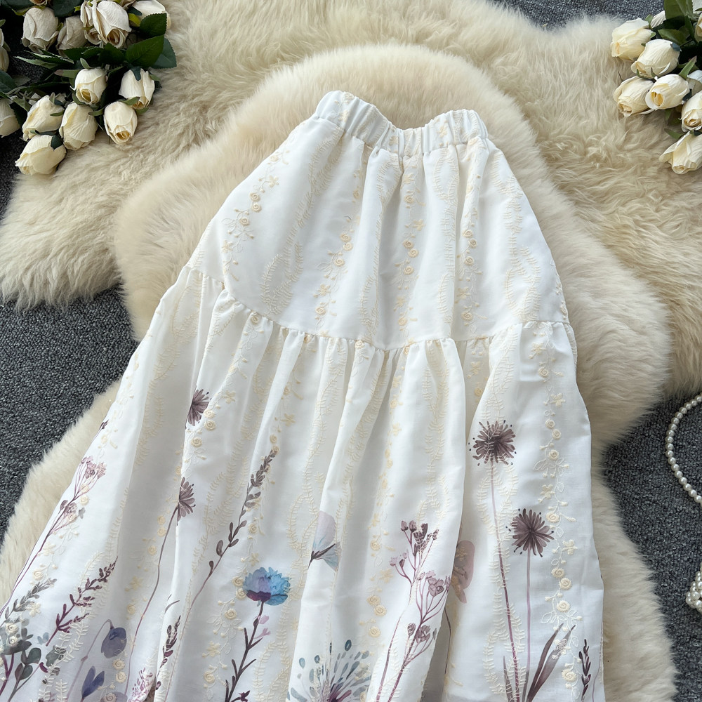 Splice cake long short skirt lady France style skirt for women