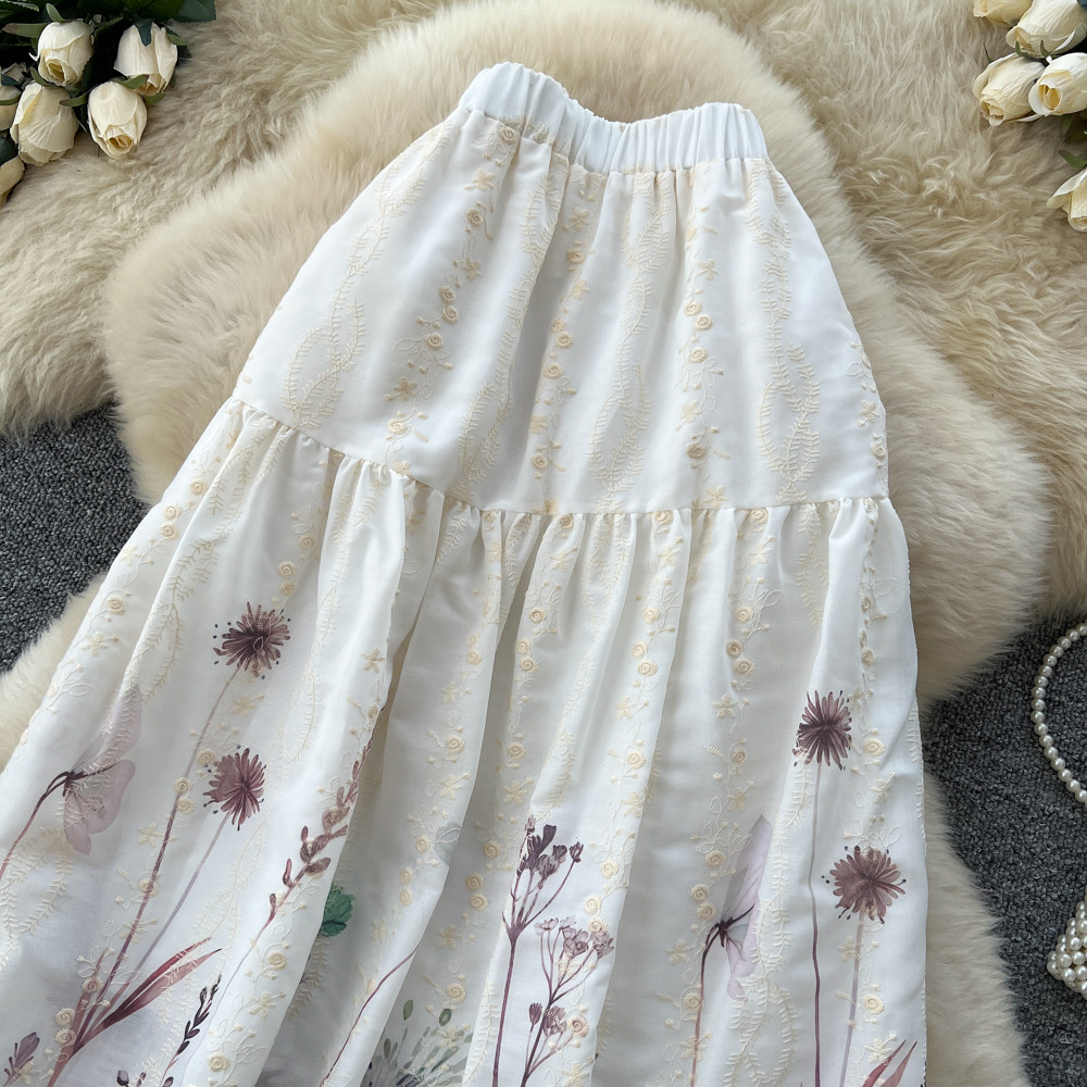 Splice cake long short skirt lady France style skirt for women