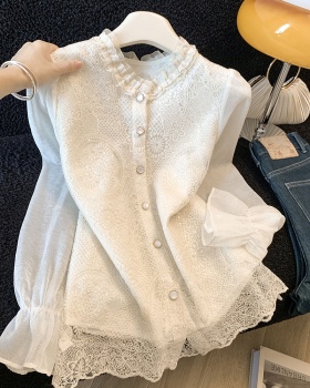 Spring light luxury lace France style shirt for women