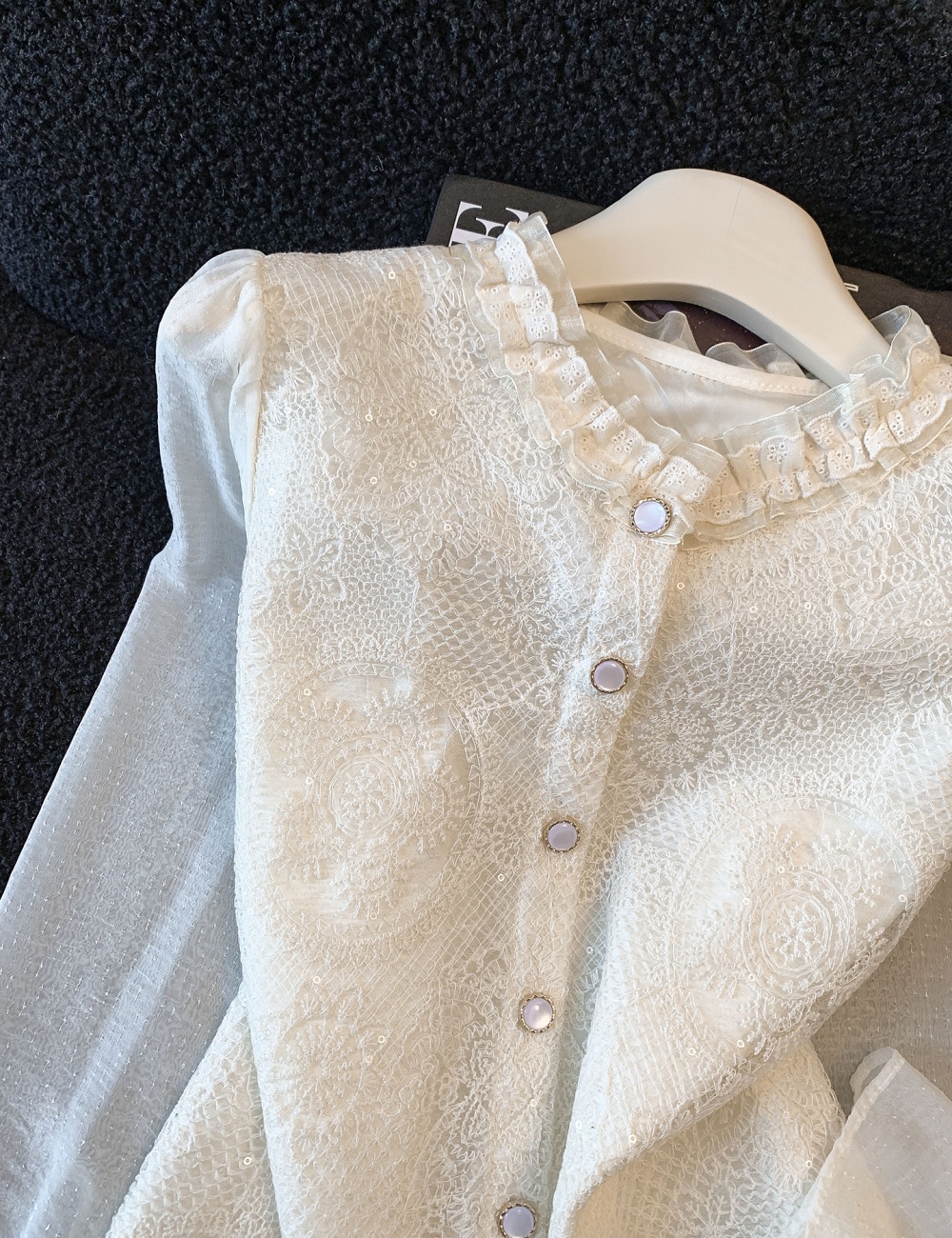 Spring light luxury lace France style shirt for women