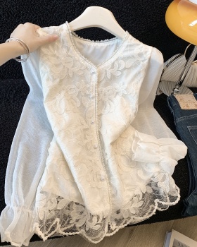 Spring temperament tops lace long sleeve shirt for women