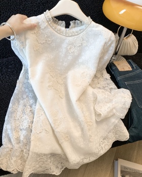 Spring round neck small shirt jacquard shirt for women