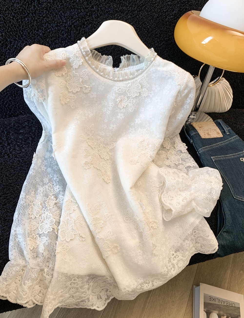 Spring round neck small shirt jacquard shirt for women