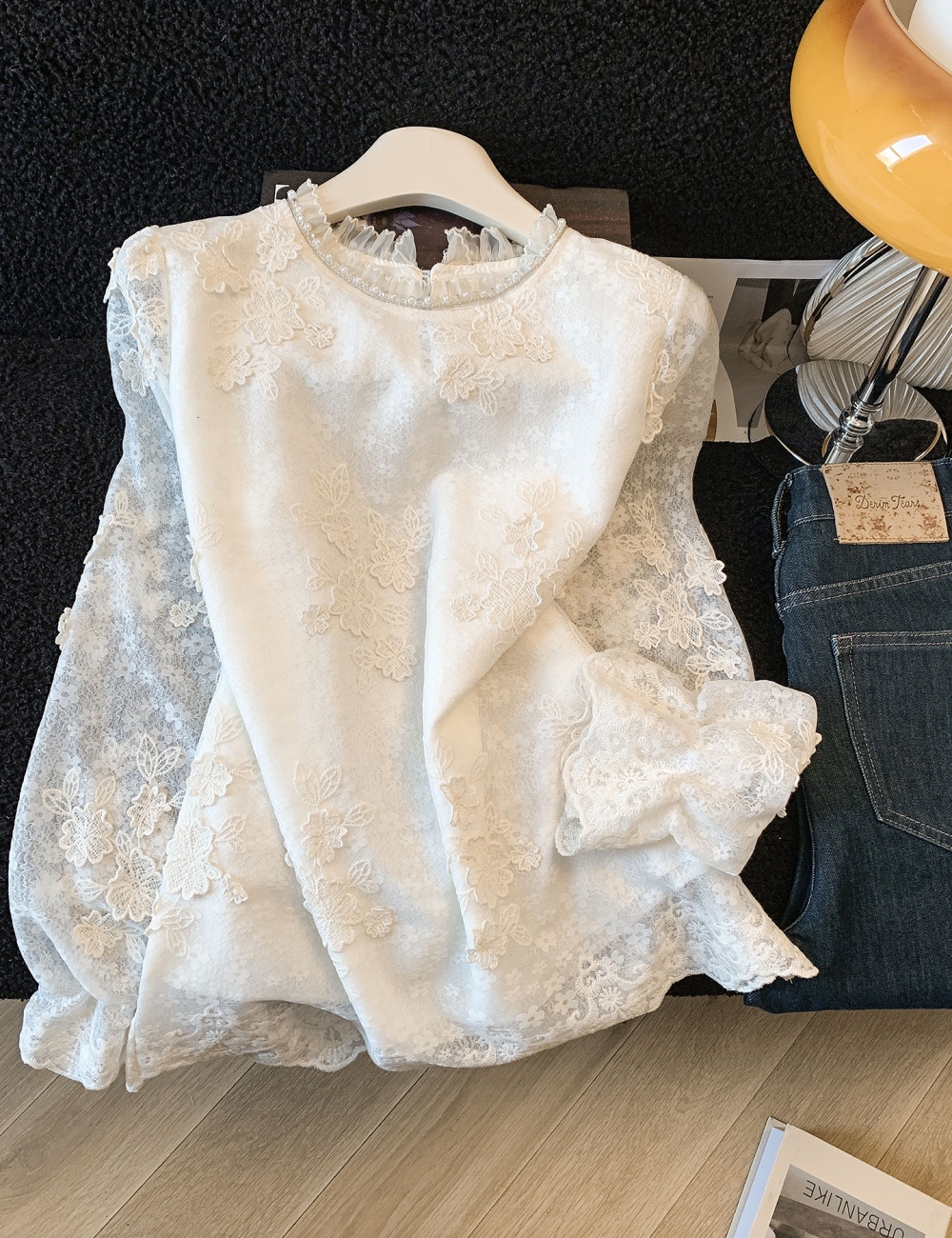 Spring round neck small shirt jacquard shirt for women