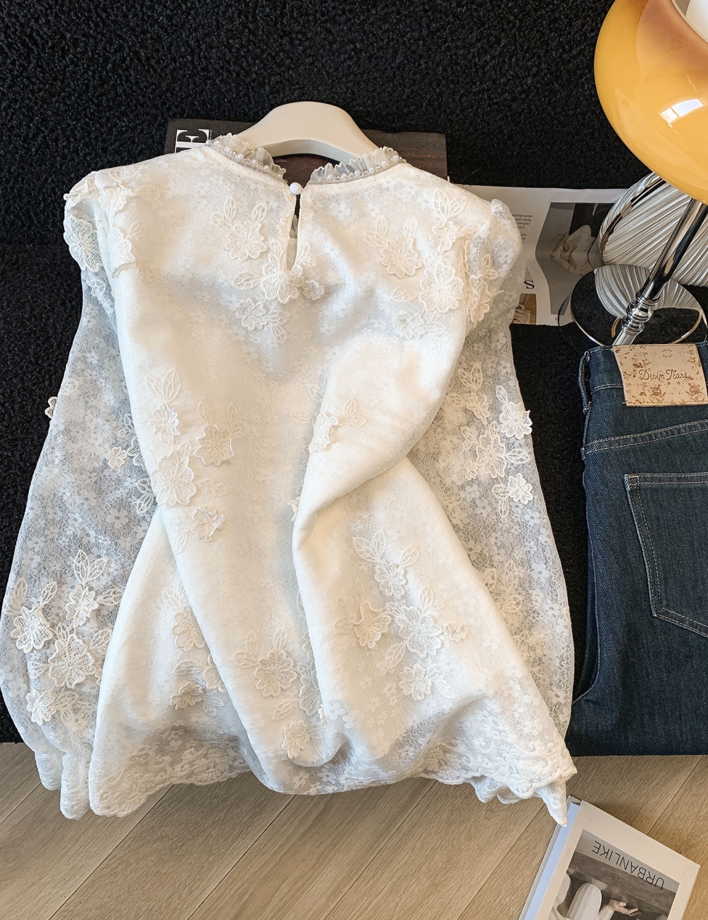 Spring round neck small shirt jacquard shirt for women