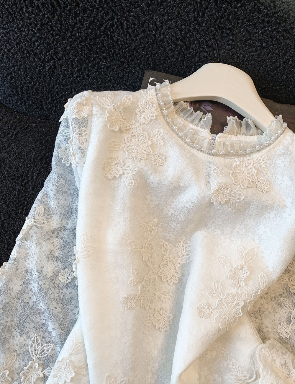 Spring round neck small shirt jacquard shirt for women