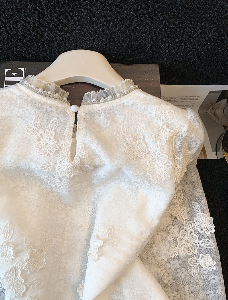 Spring round neck small shirt jacquard shirt for women