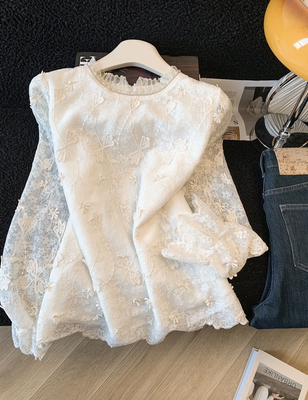 Spring slim pullover shirts lace long sleeve shirt