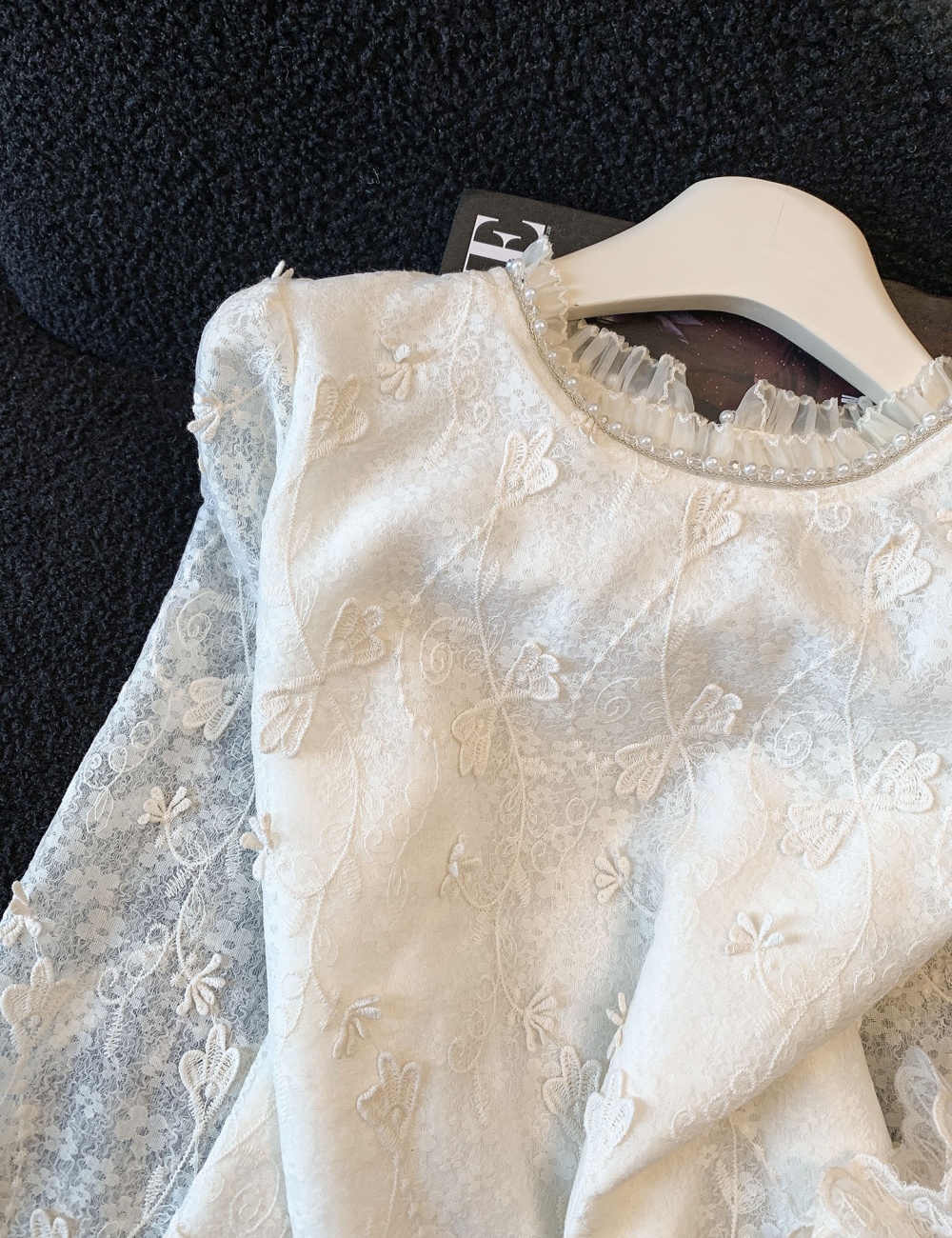 Spring slim pullover shirts lace long sleeve shirt