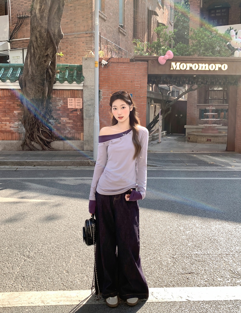 Long sleeve American style T-shirt Pseudo-two tops