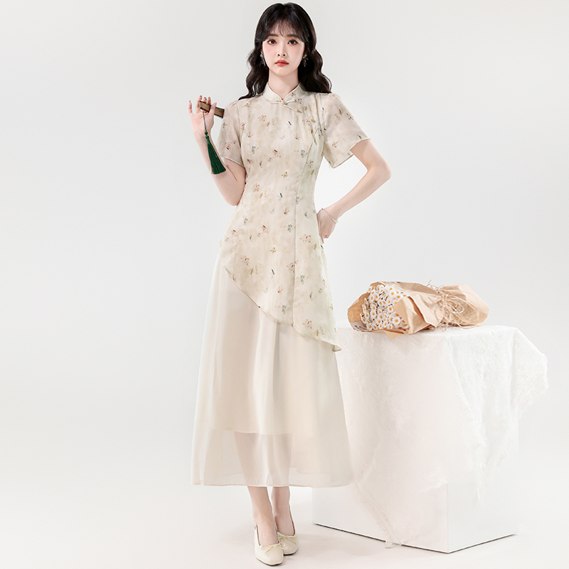 Chinese style cheongsam summer dress for women