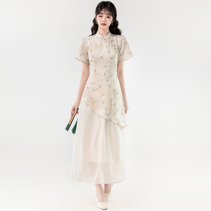 Chinese style cheongsam summer dress for women