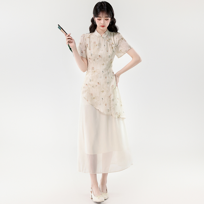 Chinese style cheongsam summer dress for women