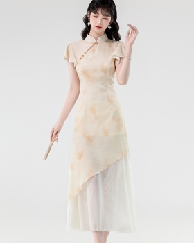 Jacquard slim plain jane cheongsam grace Chinese style dress