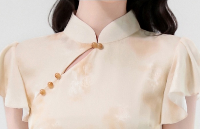 Jacquard slim plain jane cheongsam grace Chinese style dress