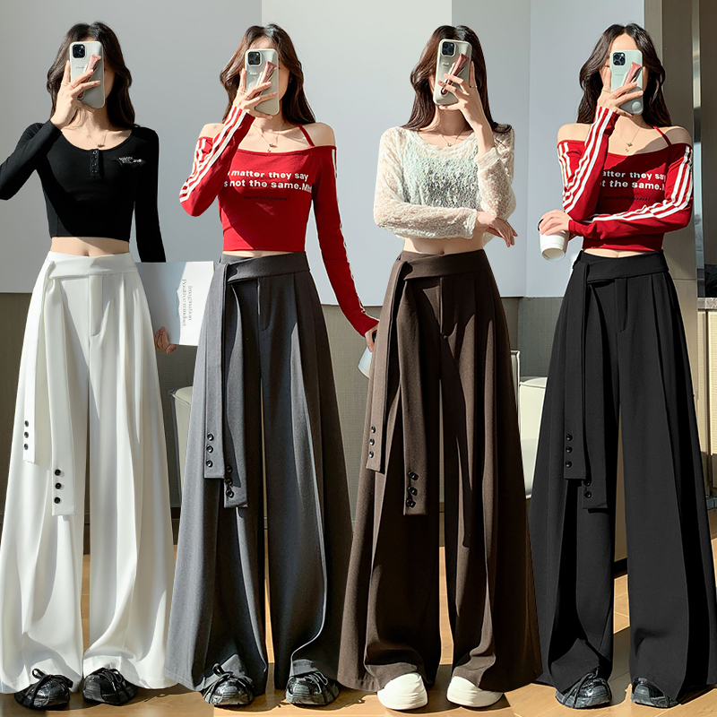 Straight pants bandage wide leg pants for women