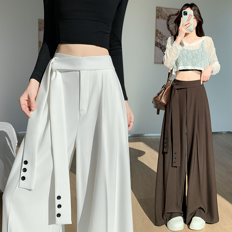 Straight pants bandage wide leg pants for women