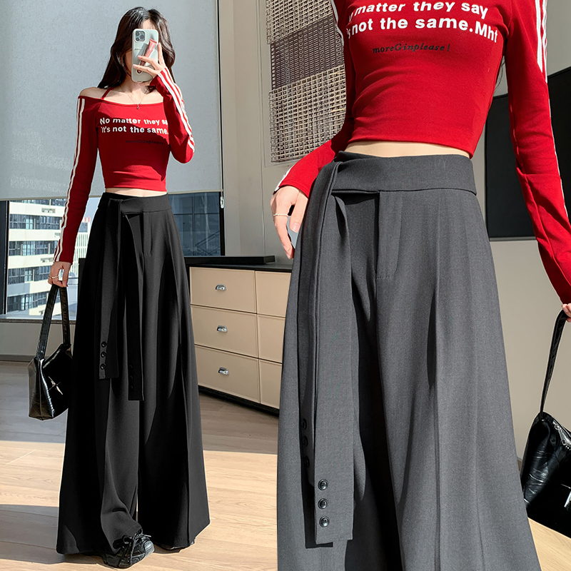 Straight pants bandage wide leg pants for women