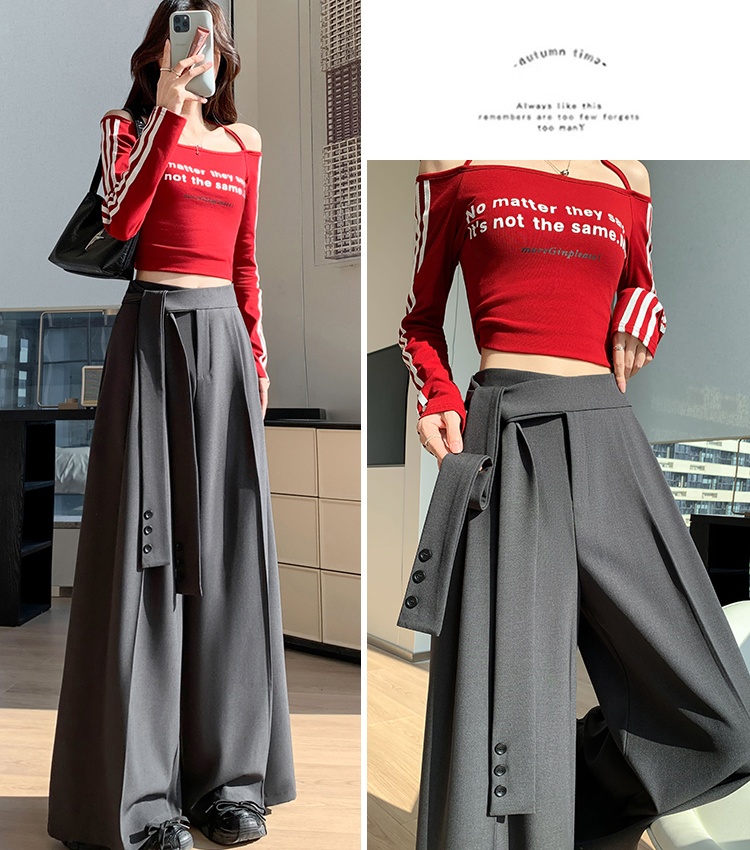 Straight pants bandage wide leg pants for women