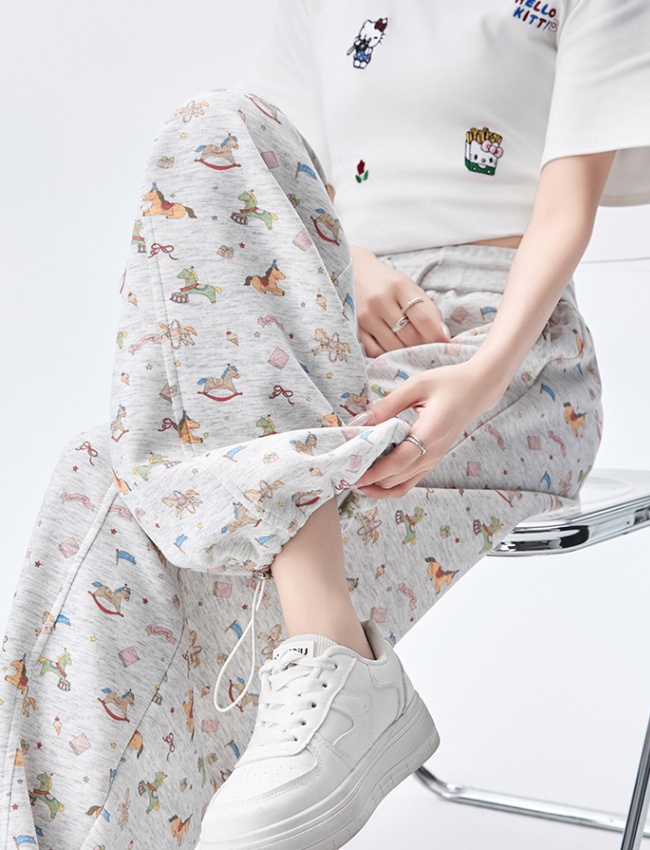 Spring loose wide leg pants sports sweatpants for women