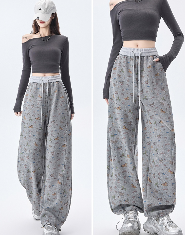 Spring loose wide leg pants sports sweatpants for women