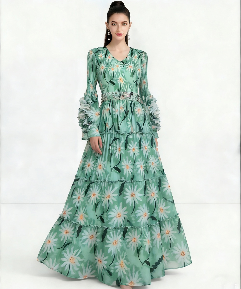 Printing Bohemian beach dress cake dress