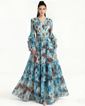 Printing dress cake Bohemian beach dress