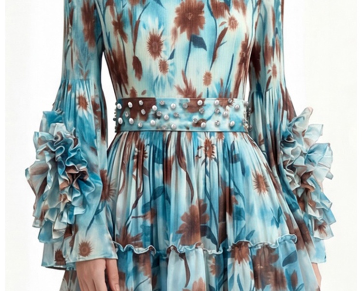 Printing dress cake Bohemian beach dress