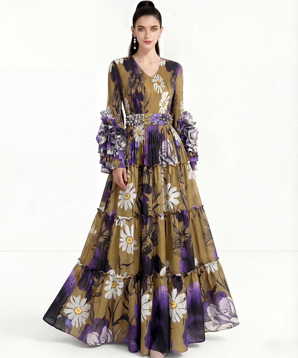 Printing Bohemian beach dress cake dress