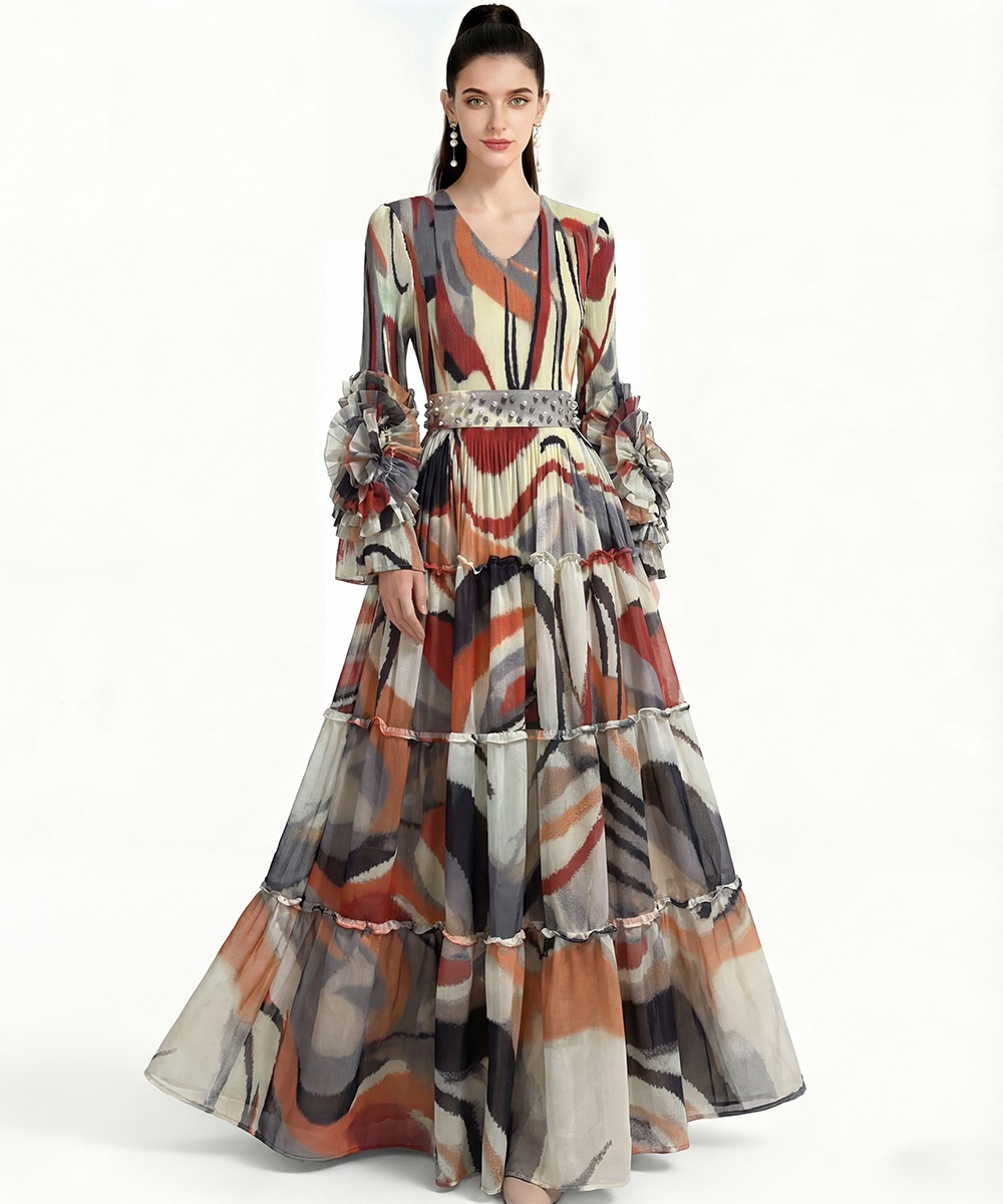 Printing Bohemian beach dress cake dress