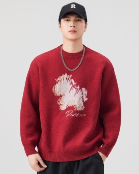 Jacquard all-match sweater couples tops for men