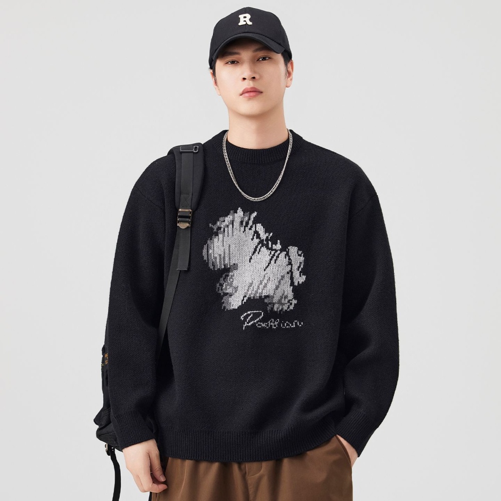Jacquard all-match sweater couples tops for men