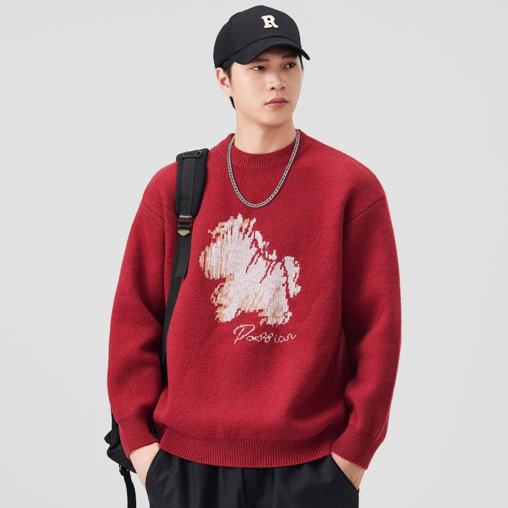 Jacquard all-match sweater couples tops for men