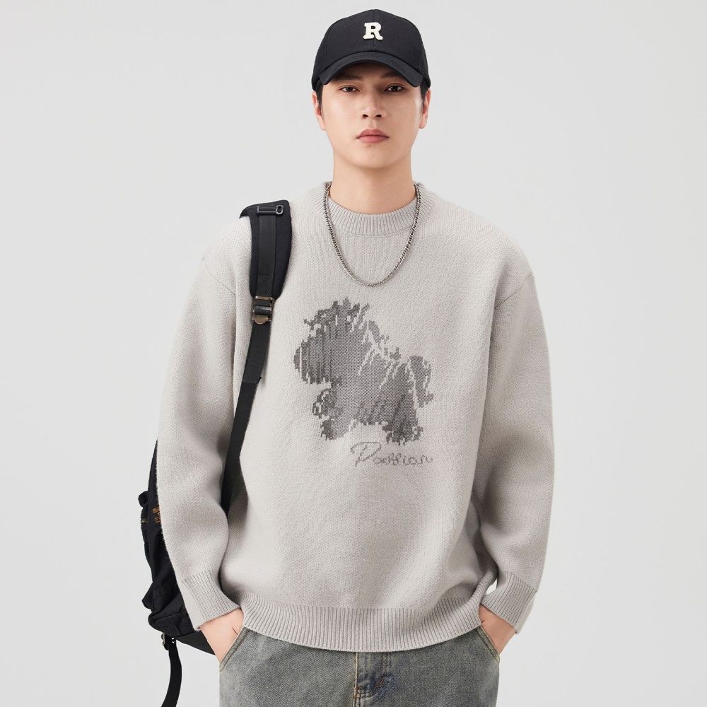 Jacquard all-match sweater couples tops for men