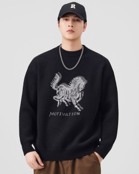 Pattern round neck loose couples Casual all-match sweater