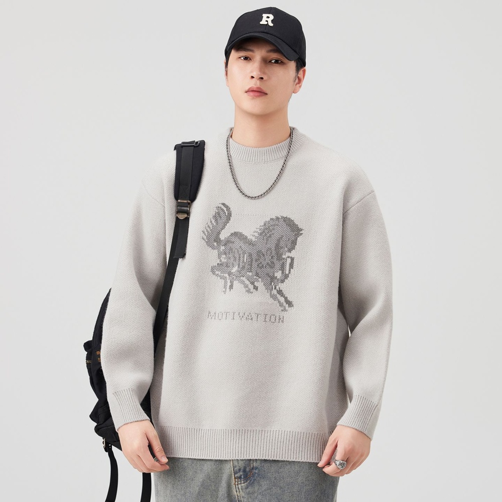 Pattern round neck loose couples Casual all-match sweater