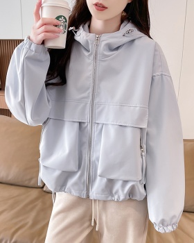 Spring loose coat Casual hooded technical jacket